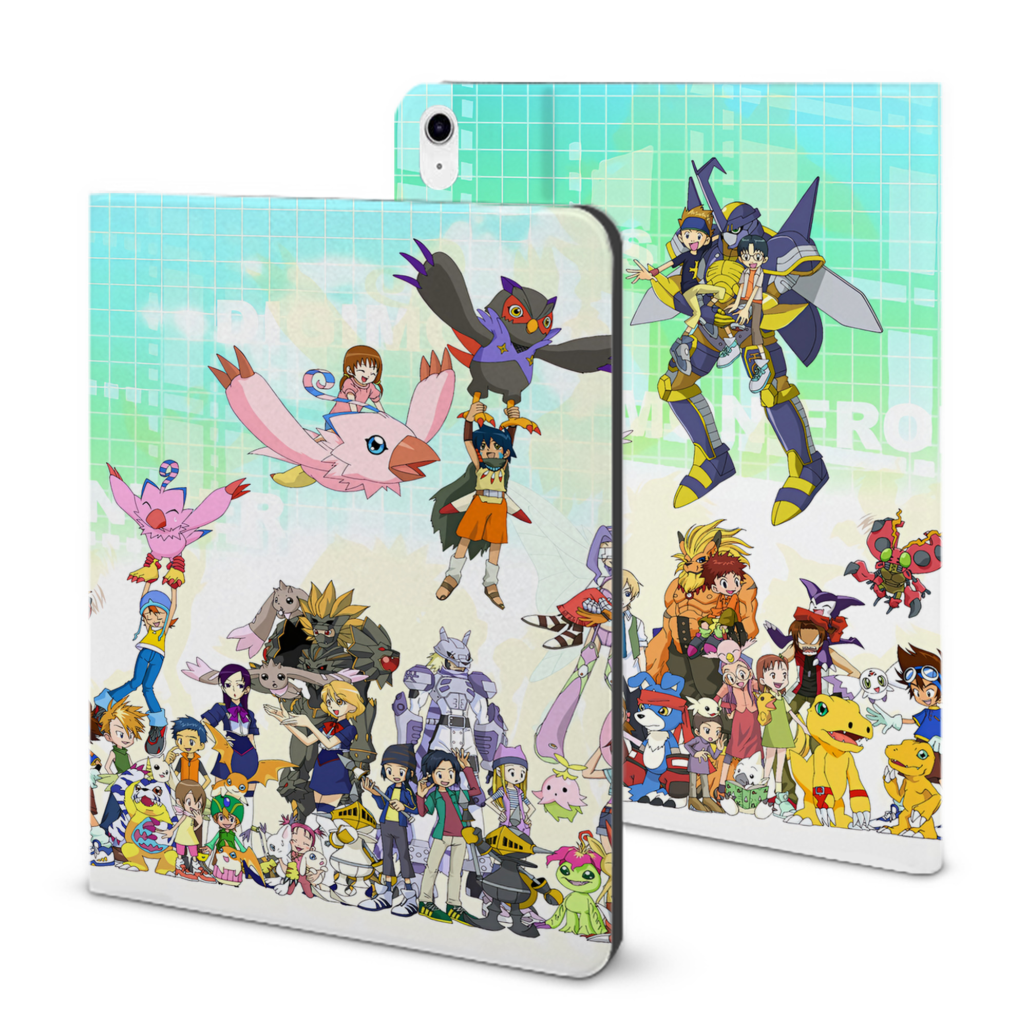 （画像用） Digimon デジタルモンスター/デジモン IPad ケース ブック型 PUレザー TPU 耐衝撃 軽量 薄型 ペン収納なし 全面保護 IPad 各モデル対応